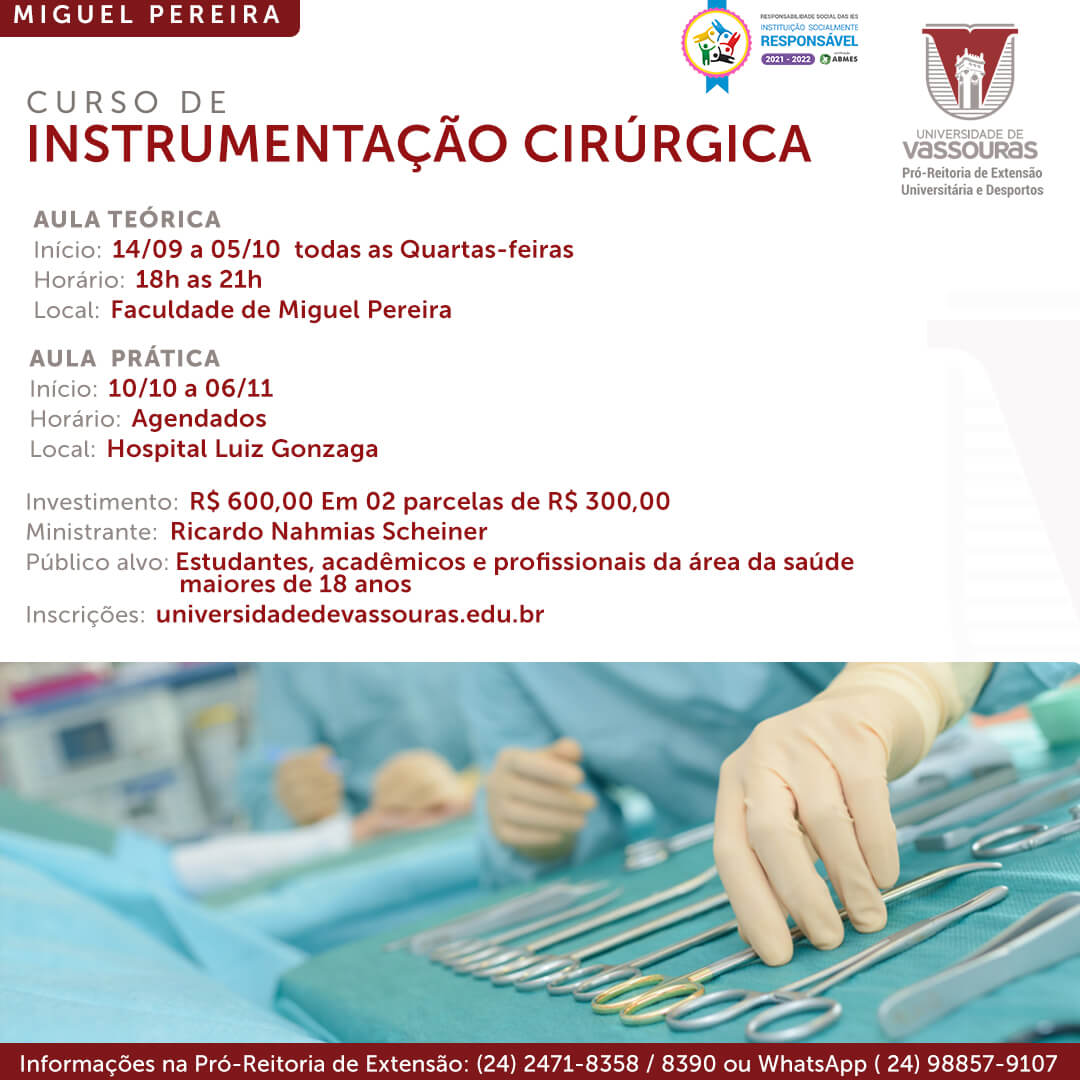 Curso de Instrumentação Cirúrgica (Miguel Pereira) – Univassouras