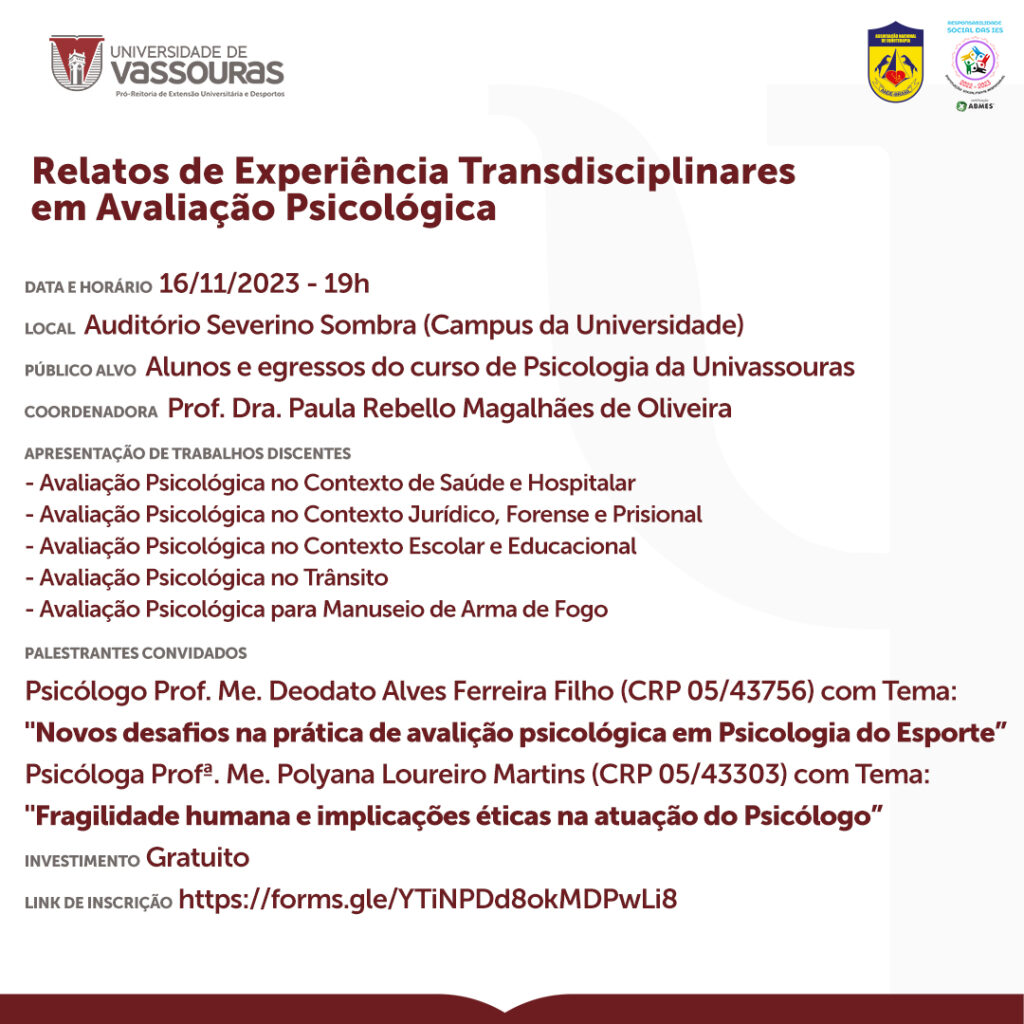 Relatos de Experiência Transdisciplinares em Avaliação Psicológica –  Univassouras